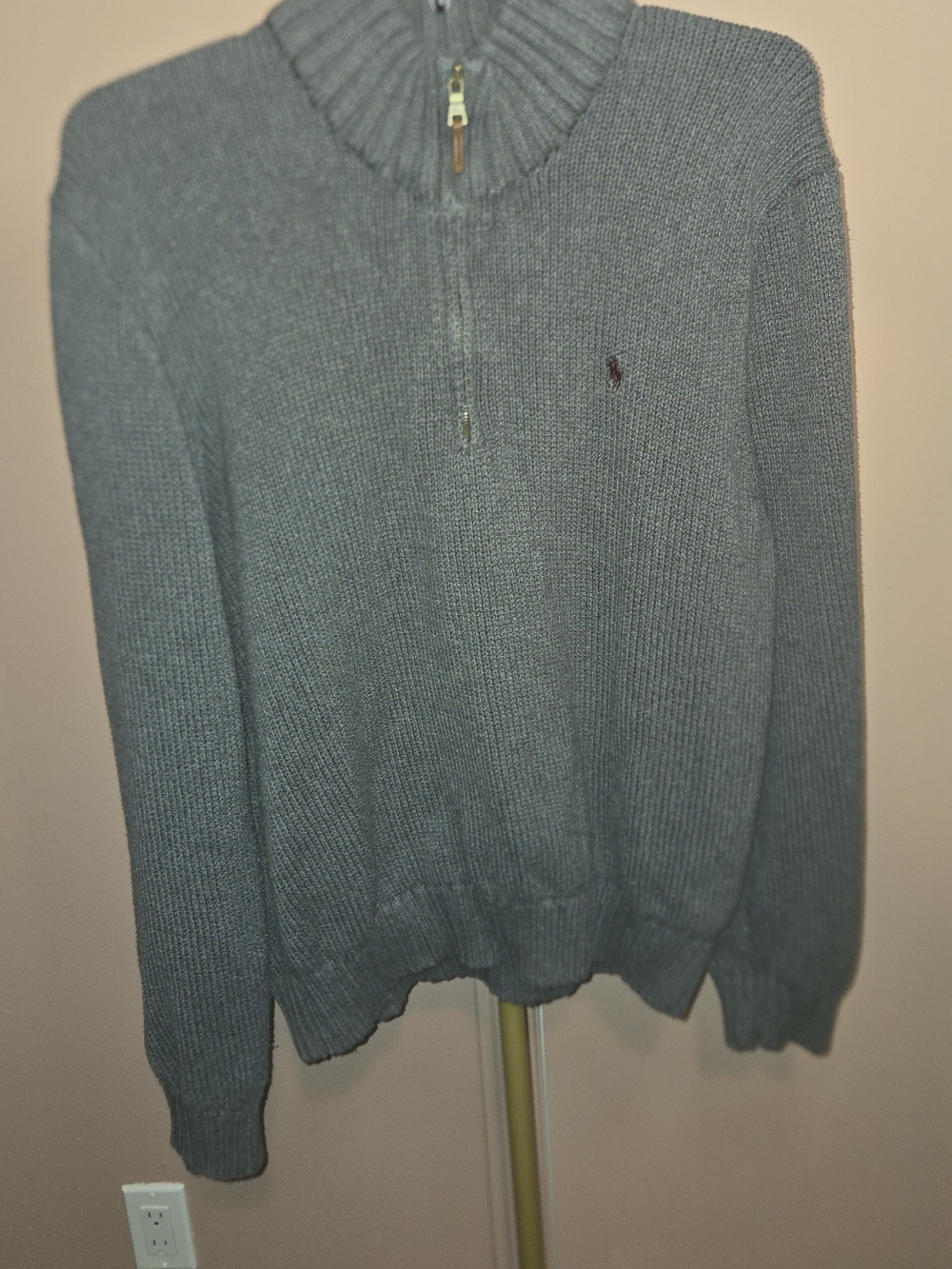 Ralph Lauren Men's Gray Half-Zip Sweater with Polo Logo